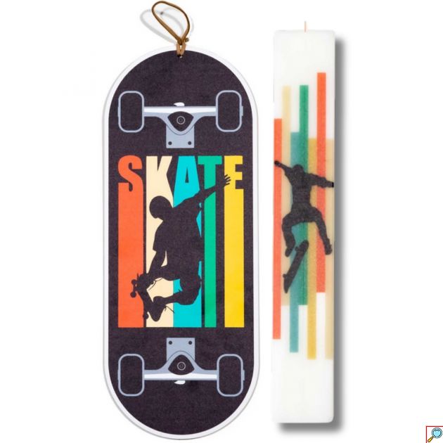 Πασχαλινή Λαμπάδα Skate με Ξύλινο Κρεμαστό Καδράκι – Ιδανικό Δώρο για Παιδιά & Εφήβους