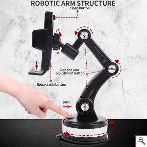 Περιστρεφόμενη Αναδιπλούμενη Βάση Κινητού Βεντούζας για Ταμπλό Αυτοκινήτου, Φορτηγού, Εύκολο Κλείδωμα Θέσης Ενός Κουμπιού Όλων Των Αξόνων, ZPX0566 OEM