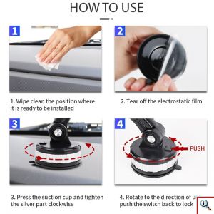 Περιστρεφόμενη Αναδιπλούμενη Βάση Κινητού Βεντούζας για Ταμπλό Αυτοκινήτου, Φορτηγού, Εύκολο Κλείδωμα Θέσης Ενός Κουμπιού Όλων Των Αξόνων, ZPX0566 OEM