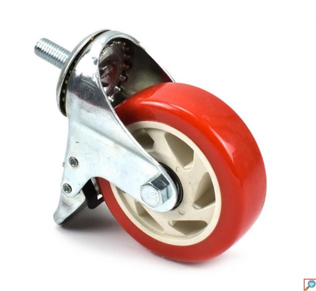 Περιστρεφόμενη Βιδωτή Βιομηχανική Ρόδα Βαρέος Τύπου με Στοπ 75mm(1)