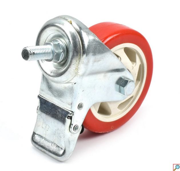 Περιστρεφόμενη Βιδωτή Βιομηχανική Ρόδα Βαρέος Τύπου με Στοπ 75mm