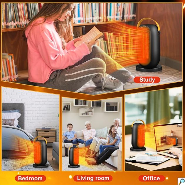 Περιστρεφόμενο Αερόθερμο 1800W με 3 Ρυθμίσεις Θέρμανσης και Ψυχρή Λειτουργία - Andowl