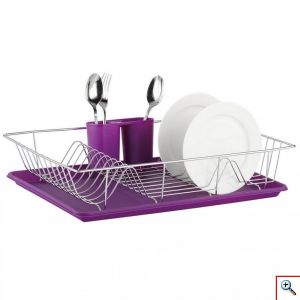 Muhler® Ατσάλινη Πιατοθήκη με Δίσκο Υγρών 48x31x10cm Μοβ