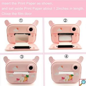 Επαναφορτιζόμενη Παιδική Φωτογραφική Μηχανή με Θερμική Εκτύπωση, Χωρίς Μελάνι & Εφαρμογή WiFi - Pink Flamingo