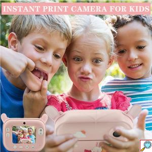 Επαναφορτιζόμενη Παιδική Φωτογραφική Μηχανή με Θερμική Εκτύπωση, Χωρίς Μελάνι & Εφαρμογή WiFi - Pink Flamingo