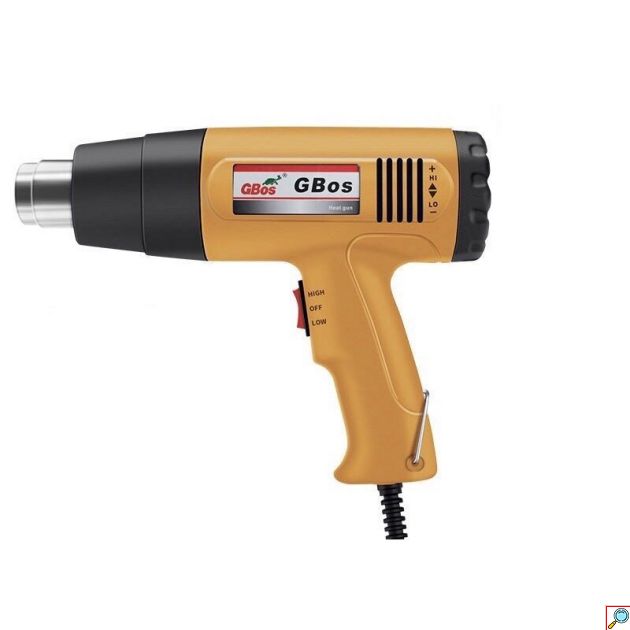 Πιστόλι Θερμού Αέρα 1600W 650ºC 220V με 2 Λειτουργίες Θερμοκρασίας GBos Κίτρινο