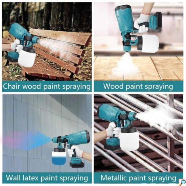 Επαναφορτιζόμενο Πιστόλι Βαφής Spray Gun – Ομοιόμορφη Κάλυψη | 800ml Δοχείο, 3 Ακροφύσια, 2 Μπαταρίες, Ρυθμιζόμενη Ροή, για Μάστορες & DIY