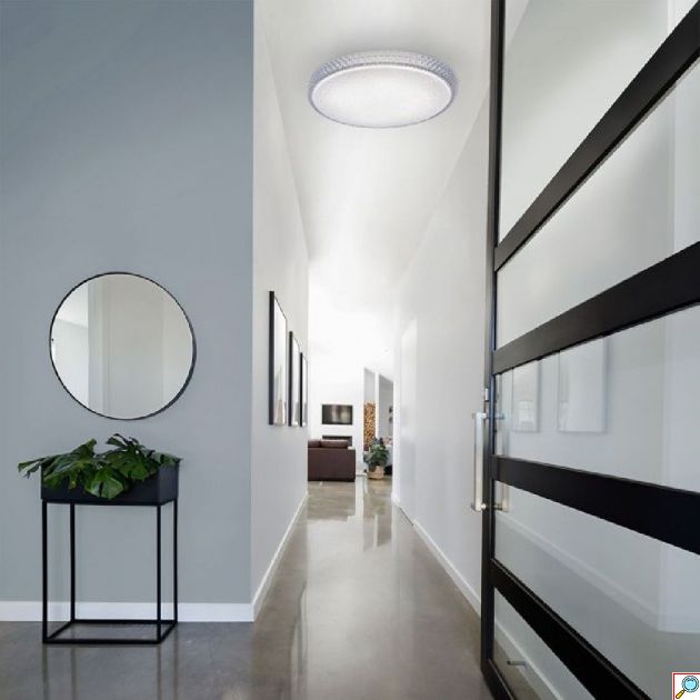 Πλαστική Πλαφονιέρα Οροφής 50×8.7cm 60W 4800LM 220V με Ενσωματωμένα LED σε Ψυχρό – Θερμό – Φυσικό Λευκό Φωτισμό και Τηλεχειριστήριο