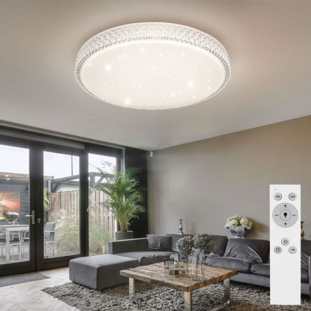 Πλαστική Πλαφονιέρα Οροφής 50×8.7cm 60W 4800LM 220V με Ενσωματωμένα LED σε Ψυχρό – Θερμό – Φυσικό Λευκό Φωτισμό και Τηλεχειριστήριο
