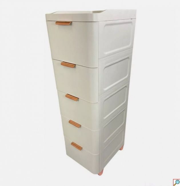 Πλαστική Συρταριέρα 109 x 43 x 35cm με Επένδυση Απομίμηση Δερματίνης και 5 Συρτάρια