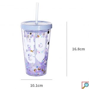 Ποτήρι με Καπάκι & Καλαμάκι 450ml Πλαστικό