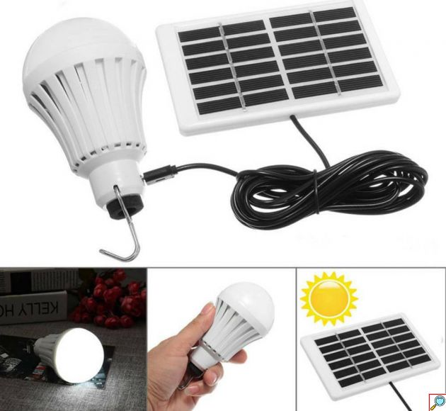Πολυλειτουργική Επαναφορτιζόμενη Ηλιακή Λάμπα Led με Ηλιακό Πάνελ & Powerbank 5W - 7 SMD - USB