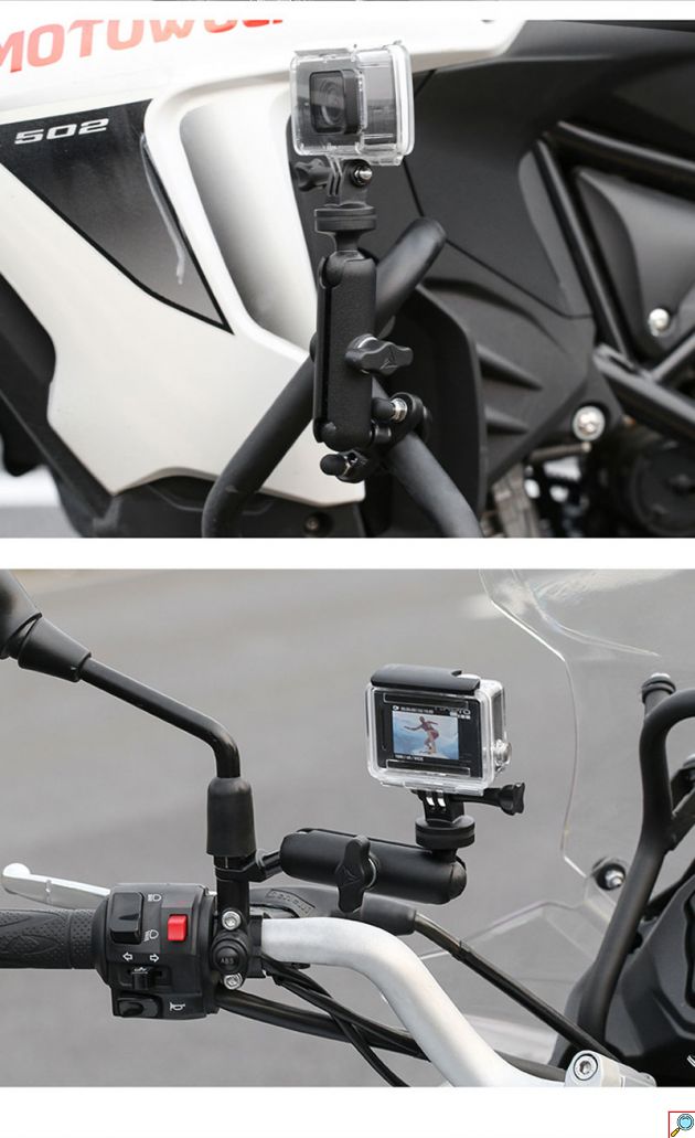 Πολυγωνική Αδιάβροχη Βάση Αλουμινίου Motowolf για Action Camera / GoPro με Εφαρμογή σε Βάση Καθρέπτη Μοτοσυκλέτας 360 Μοιρών