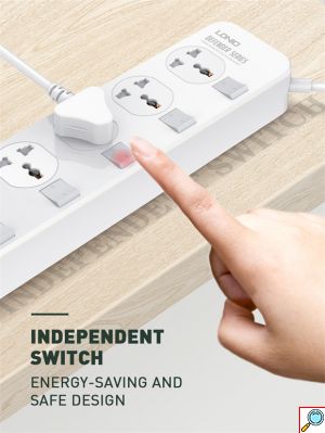 Πολύπριζο Ασφαλείας 4 Universal Θέσεων με 4 USB & Διακόπτες 2m - LDNIO