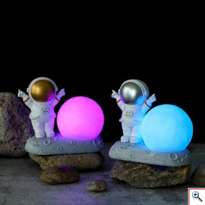 Πολύχρωμο Φωτιστικό Aστροναύτης Φεγγάρι 3D RGB LED, Επαναφορτιζόμενο - Space Man Moon Light Lamp