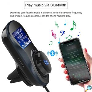 Πομπός FM Transmitter Αυτοκινήτου με Bluetooth, Φορτιστή, Οθόνη LCD & Micro SD 