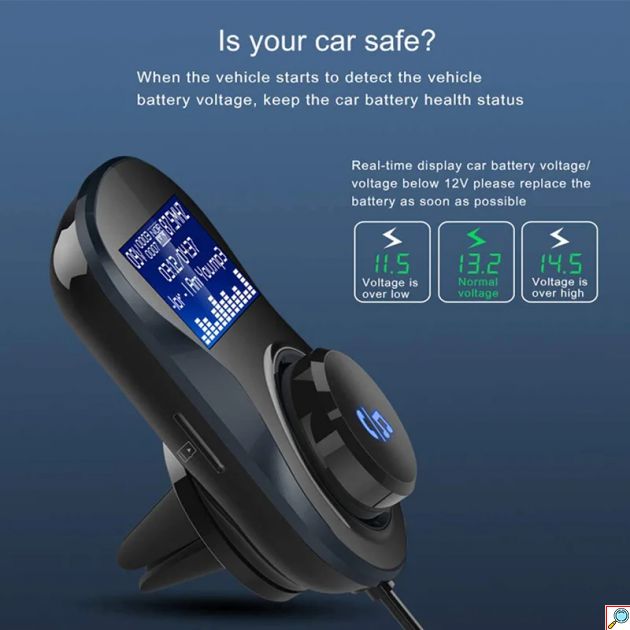 Πομπός FM Transmitter Αυτοκινήτου με Bluetooth, Φορτιστή, Οθόνη LCD & Micro SD 