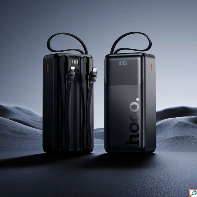 Power Bank Hoco 30000mAh 22.5W με Ενσωματωμένα Καλώδια Γρήγορη Φόρτιση και LED Οθόνη