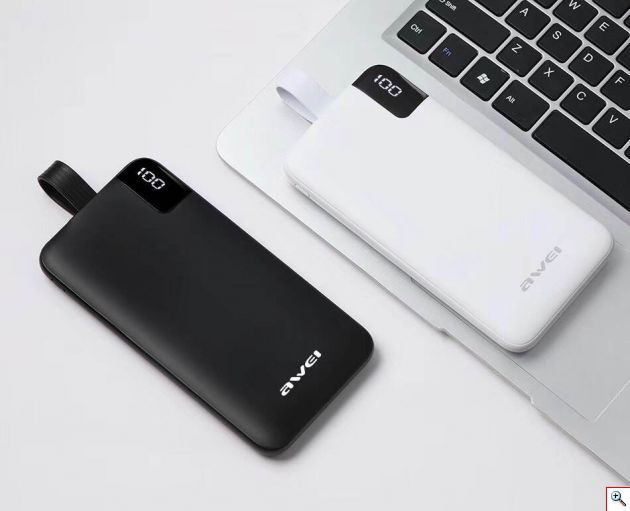Power Bank 10.000mAh Awei® P67K Φορητή Μπαταρία με Ενσωματωμένο Καλώδιο Lightning iPhone
