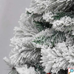 Premium Χιονισμένο Χριστουγεννιάτικο Δέντρο με Μεταλλικό Σκελετό & Στολισμένο με Γκι - 120 εκ.