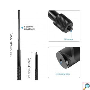Πτυσσόμενο Κοντάρι με Βραχίονα Μοτοσυκλέτας- Ποδηλάτου 28-113cm για Στήριξη Κάμερας Κινητού Puluz
