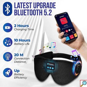 Μάσκα Ύπνου Bluetooth με Ενσωματωμένα Ασύρματα Ακουστικά Μαύρη