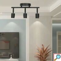 Τριπλό Σποτ με Ντουί GU10 Σε Ράγα από Ανοξείδωτο Ατσάλι- Μαύρο