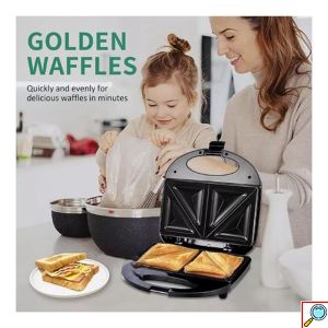 Τοστιέρα SOKANY 750W με Τριγωνικές Πλάκες για Δύο Τοστ Μαύρη
