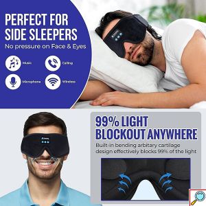 Μάσκα Ύπνου Bluetooth με Ενσωματωμένα Ασύρματα Ακουστικά Μαύρη
