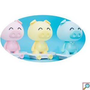 Επιτραπέζιο Παιδικό Πορτατίφ Γουρουνάκι με Πατίνι 28cm Γαλάζιο