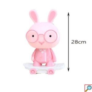Επιτραπέζιο Παιδικό Πορτατίφ Λαγουδάκι με Πατίνι 28cm Ροζ