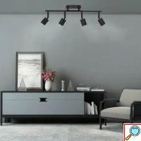 Τετραπλό Σποτ με Ντουί GU10 Σε Ράγα από Ανοξείδωτο Ατσάλι- Μαύρο