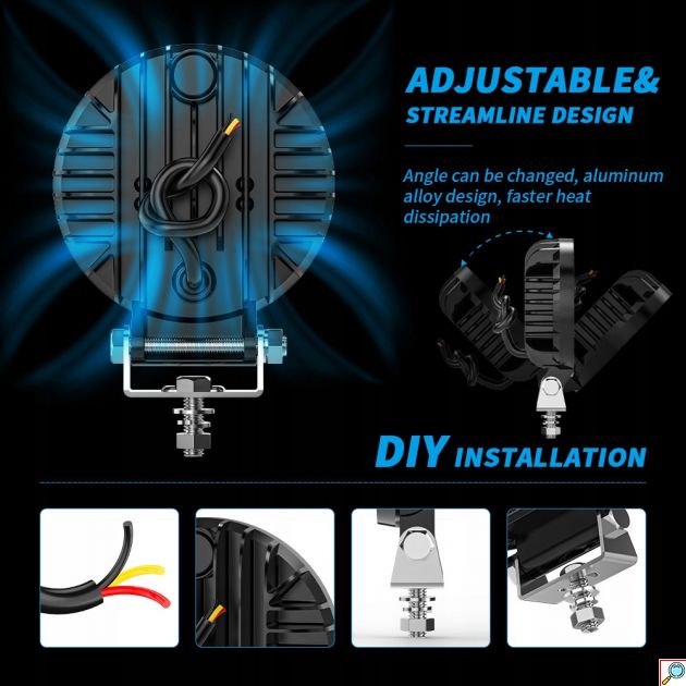 Προβολέας LED Στρόγγυλος Αυτοκινήτου Off Road 4″ 10LED