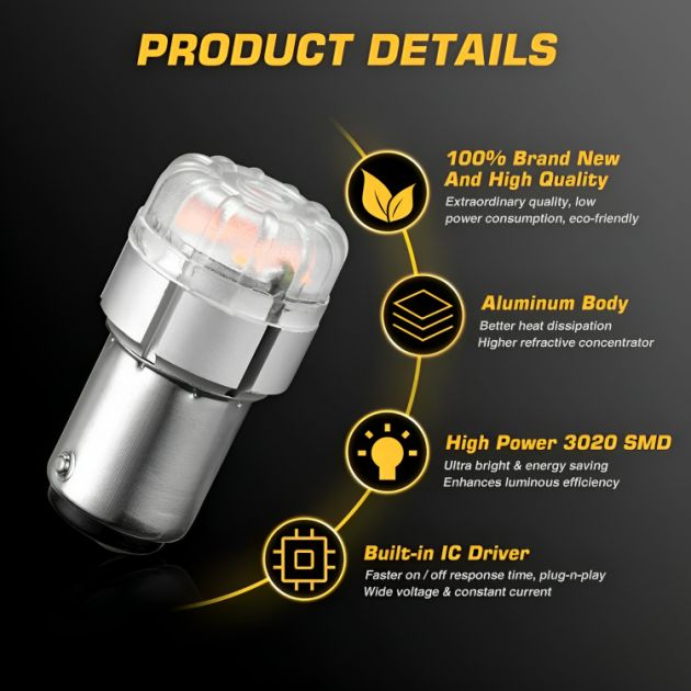 Σετ 2x Διπολικοί Λαμπτήρες Ψείρες LED 1157 Canbus 9 - 18V 6500K - NovSight