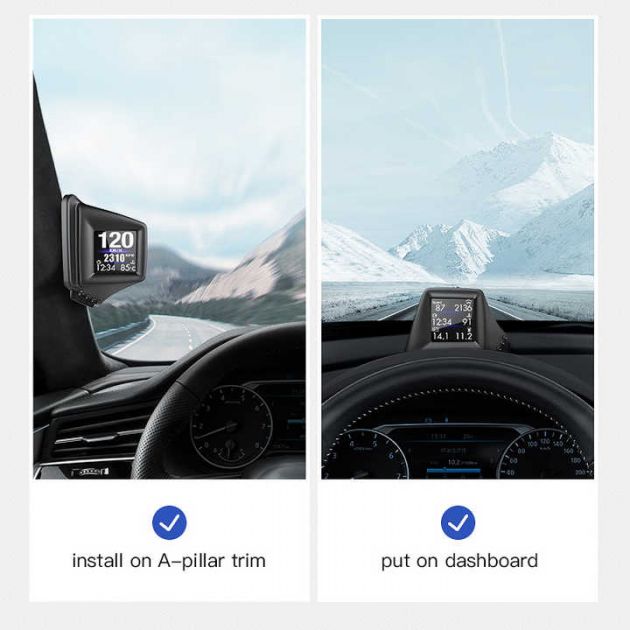 Ψηφιακό OBD2 HUD Αυτοκινήτου με GPS, Ρολόι, Πυξίδα, Μπαρόμετρο & Πολλαπλές Ενδείξεις