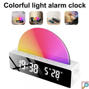 Ψηφιακό Ρολόι HD LED Επιτραπέζιο με Ξυπνητήρι Προσομοιωτής Ανατολής και Δύσης του Ηλίου με USB Θήρα