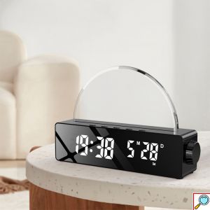 Ψηφιακό Ρολόι HD LED Επιτραπέζιο με Ξυπνητήρι Προσομοιωτής Ανατολής και Δύσης του Ηλίου με USB Θήρα