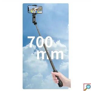 Πτυσσόμενος Σταθεροποιητής Κινητού - Gimbal - Τρίποδο - Selfie Stick με Ενσωματωμένο & Αποσπώμενο Bluetooth Χειριστήριο και 3 Επιλογές Φωτισμού Andowl Μαύρο