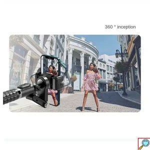 Πτυσσόμενος Σταθεροποιητής Κινητού - Gimbal - Τρίποδο - Selfie Stick με Ενσωματωμένο & Αποσπώμενο Bluetooth Χειριστήριο και 3 Επιλογές Φωτισμού Andowl Μαύρο