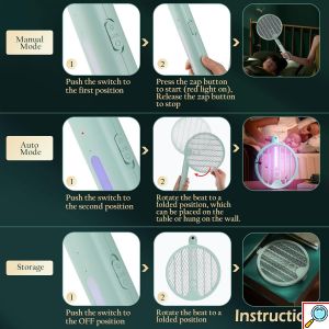 Πτυσσόμενη Ηλεκτρική Ρακέτα Κουνουπιών με UV Λάμπα & USB Φόρτιση – Για Εσωτερικούς & Εξωτερικούς Χώρους - Arrango