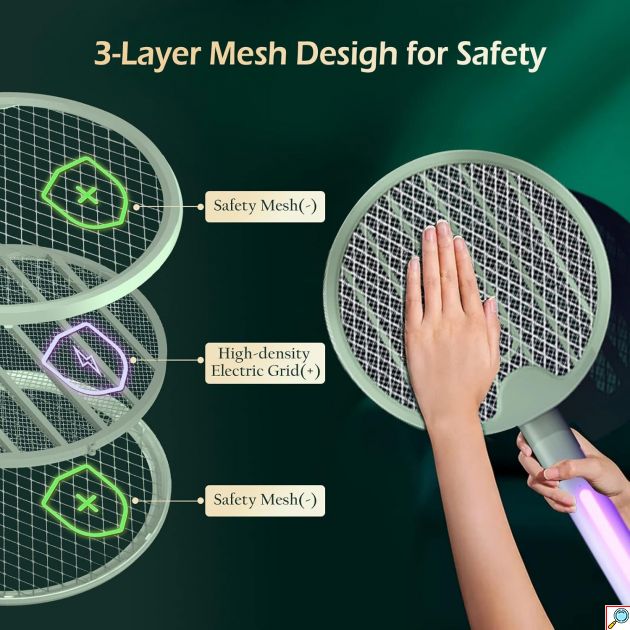 Πτυσσόμενη Ηλεκτρική Ρακέτα Κουνουπιών με UV Λάμπα & USB Φόρτιση – Για Εσωτερικούς & Εξωτερικούς Χώρους - Arrango