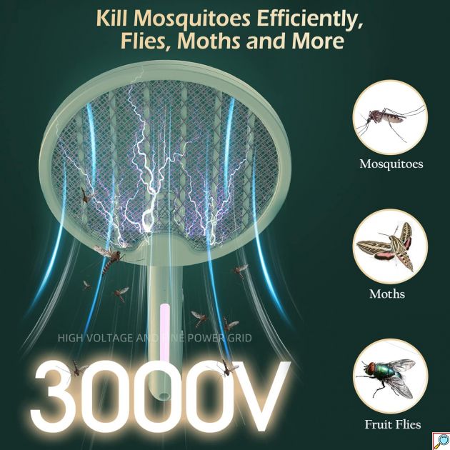 Πτυσσόμενη Ηλεκτρική Ρακέτα Κουνουπιών με UV Λάμπα & USB Φόρτιση – Για Εσωτερικούς & Εξωτερικούς Χώρους - Arrango