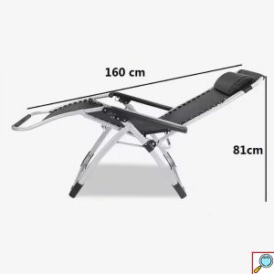 Πτυσσόμενη Μεταλλική Καρέκλα Μαύρη 67 x 110 x 160 cm