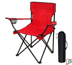 Πτυσσόμενη Μεταλλική Καρέκλα Παραλίας & Camping με Ποτηροθήκη 50 x 50 x 80 cm