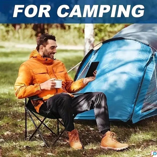 Πτυσσόμενη Μεταλλική Καρέκλα Παραλίας & Camping με Ποτηροθήκη 50 x 50 x 80 cm