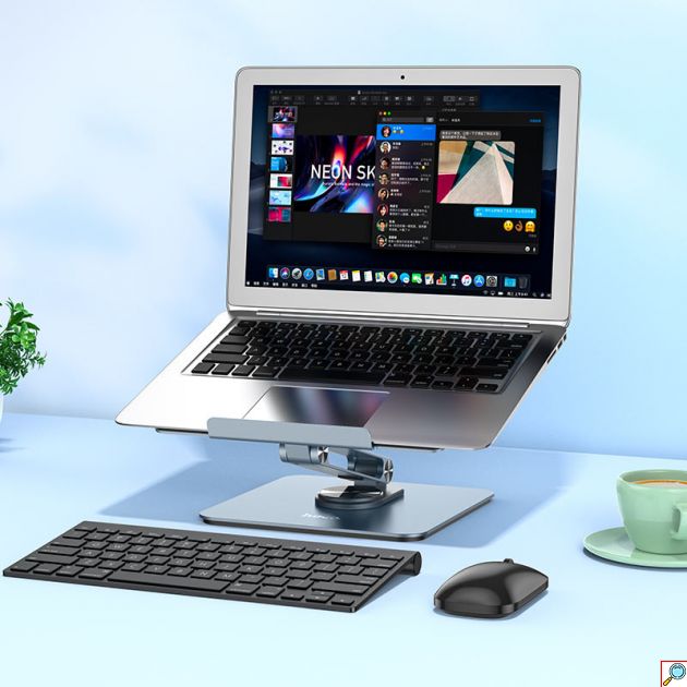 Πτυσσόμενη Περιστρεφόμενη Βάση Laptop & Tablet Αλουμινίου 360° - Ρυθμιζόμενη Επιτραπέζια Βάση Γραφείου - Hoco