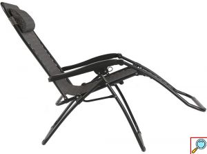 Ξαπλώστρα - Πολυθρόνα Παραλίας με Ρυθμιζόμενη Πλάτη και Μεταλλικό Σκελετό - Μαύρo