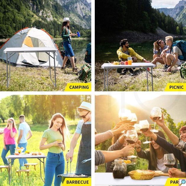 Πτυσσόμενο Μεταλλικό Τραπέζι Camping με Λαβή Μεταφοράς