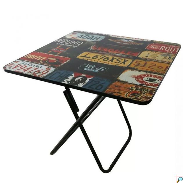 Πτυσσόμενο Τραπέζι 60 x 60 x 70cm με Vintage Σχέδιο