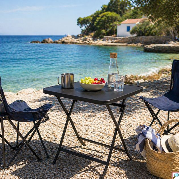 Πτυσσόμενο Τραπέζι Τετράγωνο με Μεταλλικό Σκελετό 60x60cm